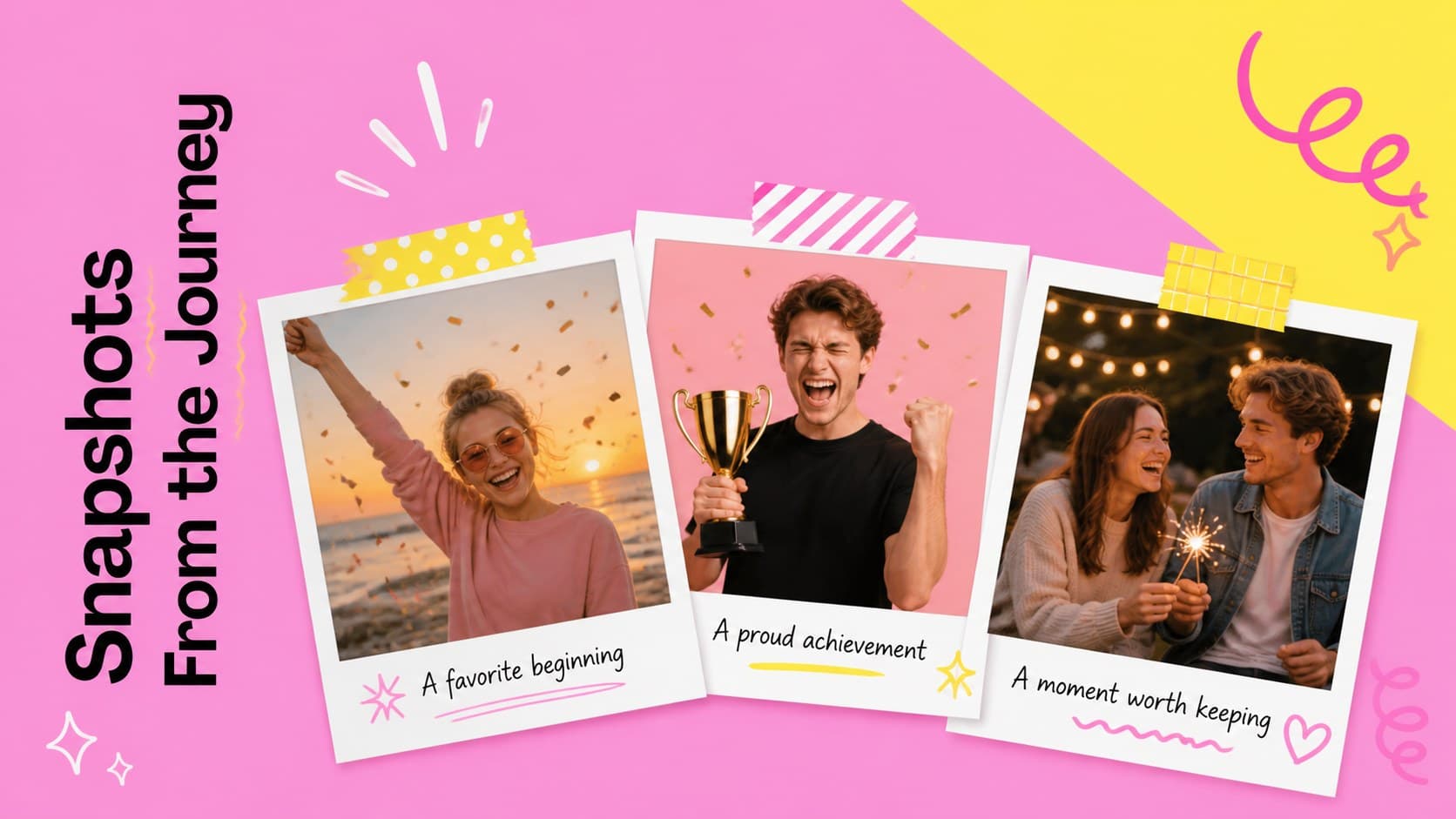Photo collage slide highlighting memorable moments in a 15-year milestone party deck.