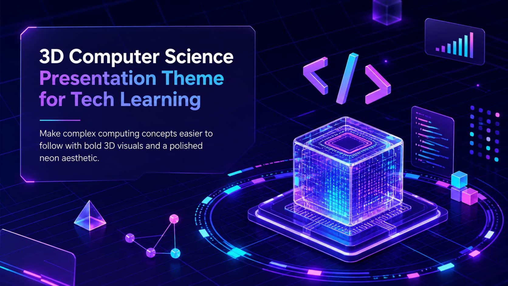 3D Computer Science Presentation Theme for Tech Learning preview