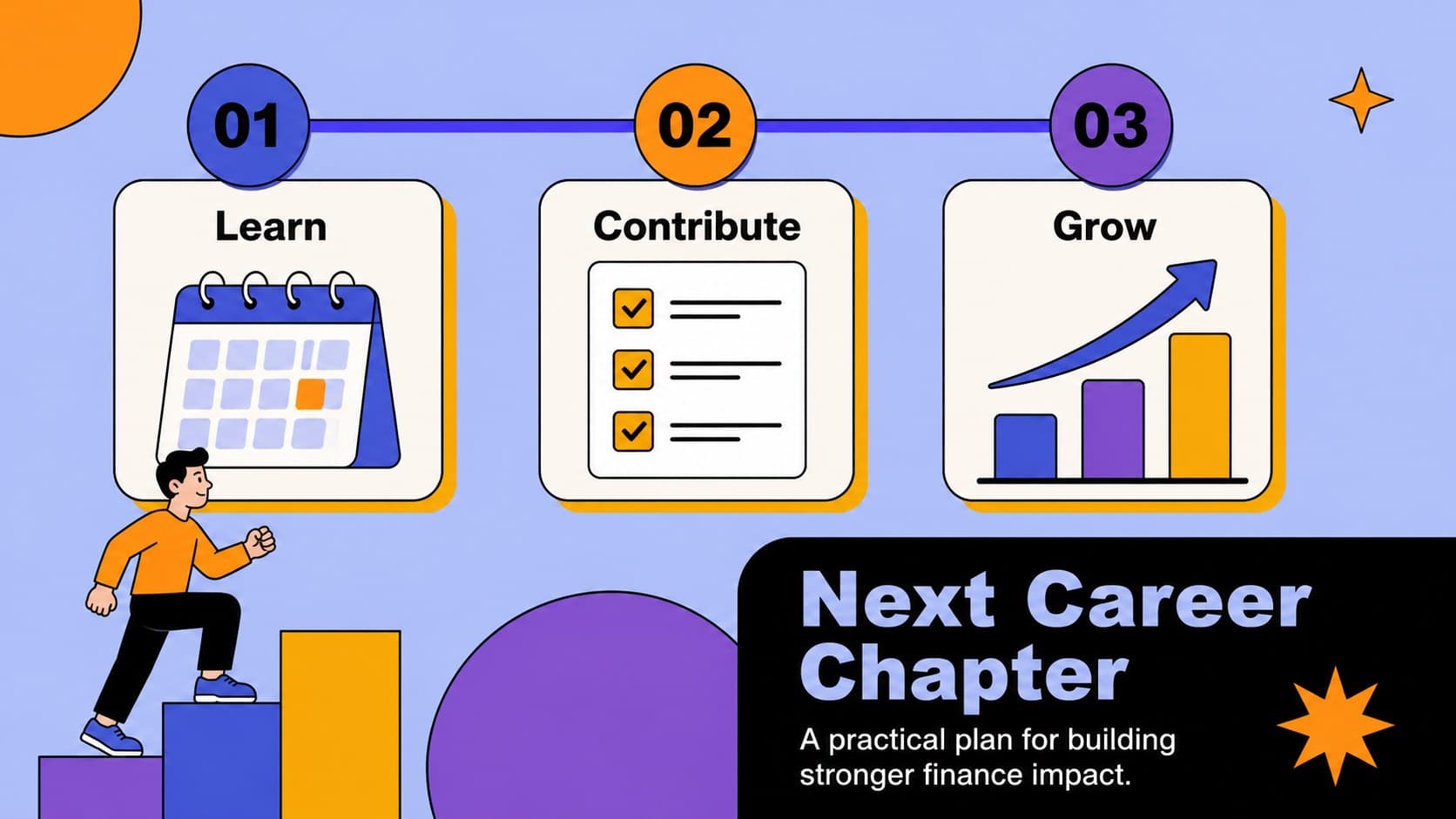 Editable accountant portfolio slide outlining a practical 90-day professional development plan.