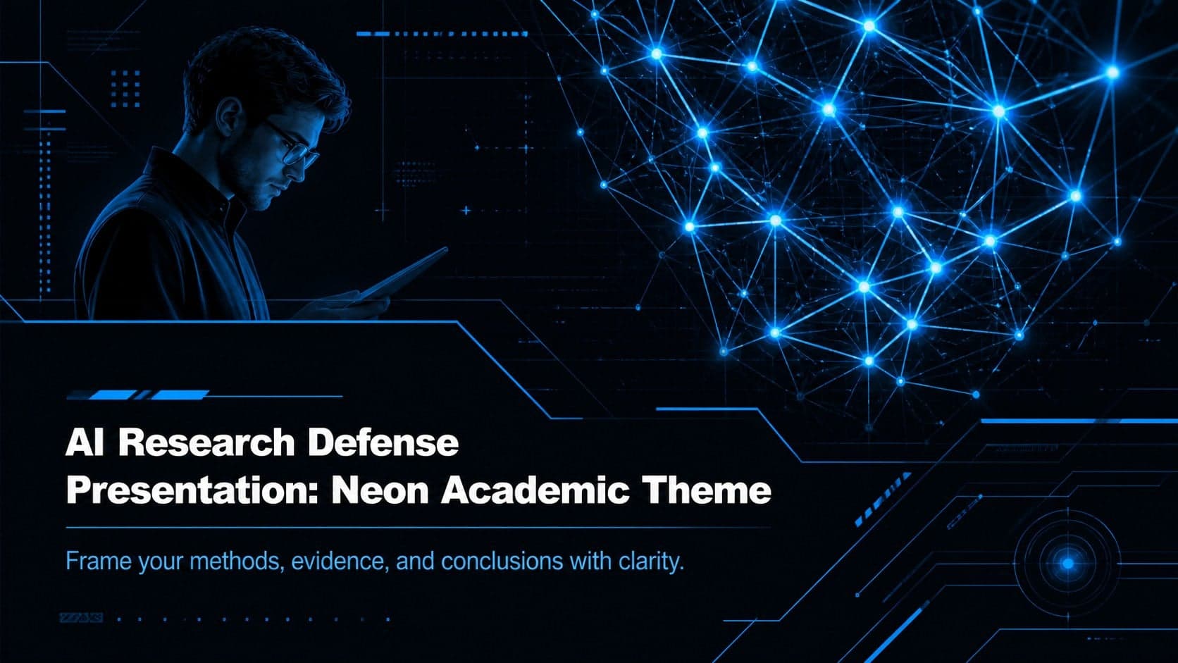 AI Research Defense Presentation: Neon Academic Theme preview