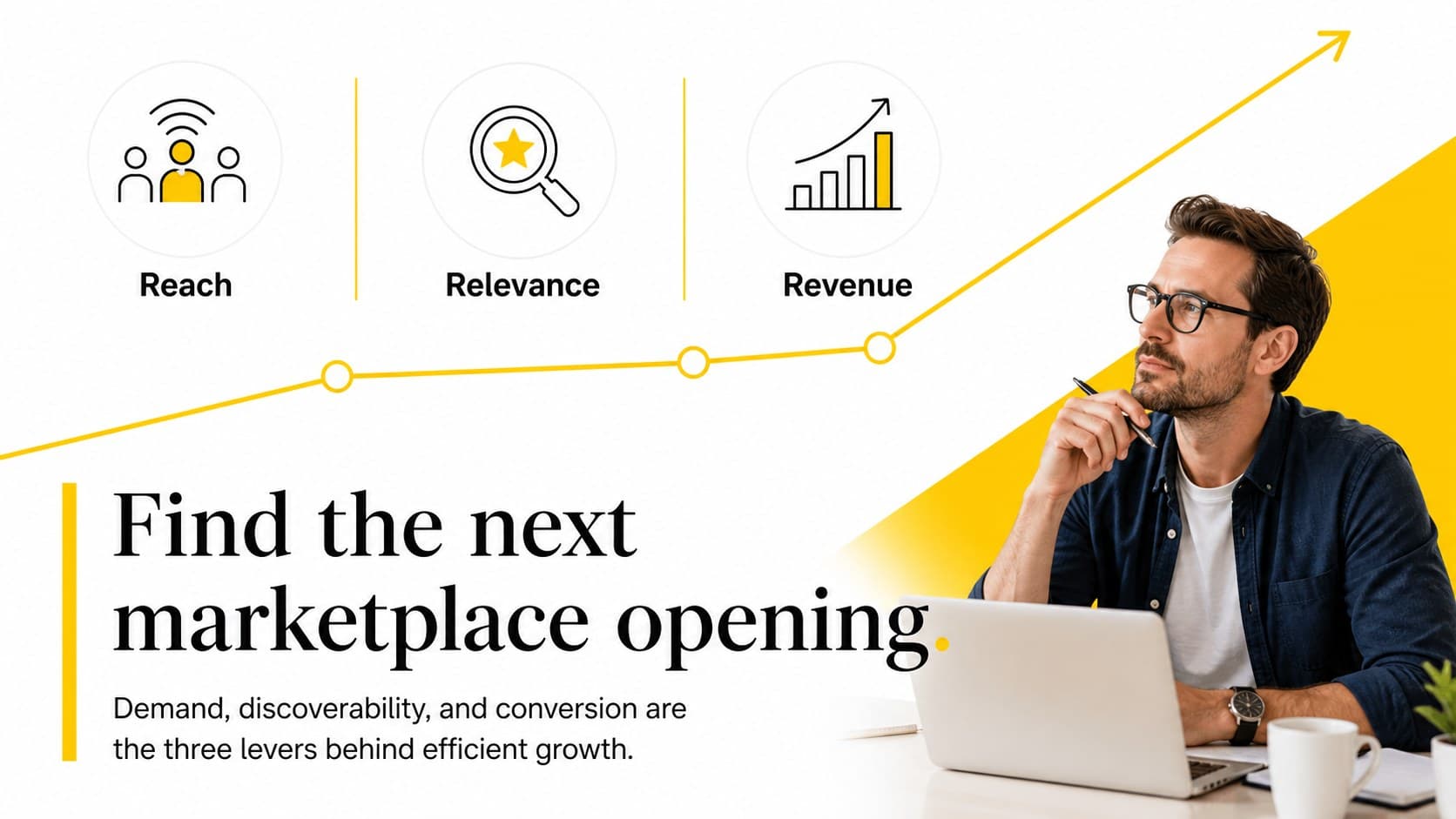 Marketplace opportunity slide showing growth priorities and retail signals in an editable strategy presentation.