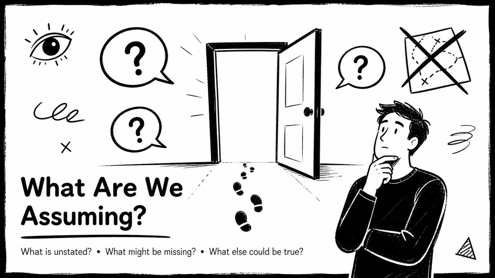 Assumption check activity with reflective questions for analytical reasoning students.