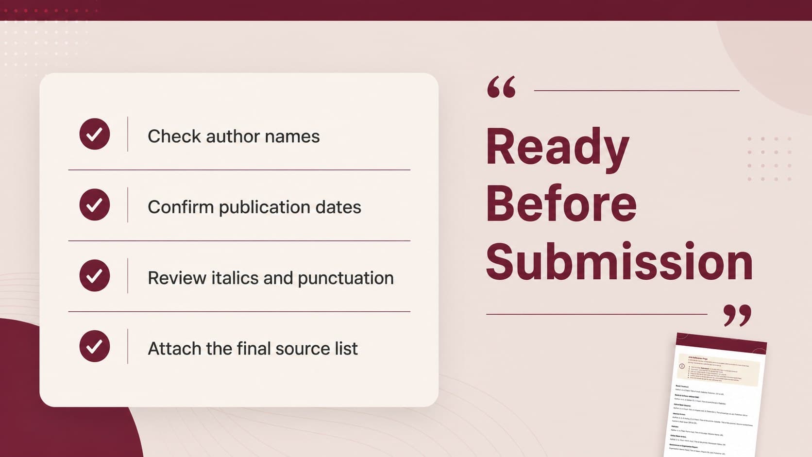 Editable APA citations page displayed with research paper notes, source details, and a structured red document grid.