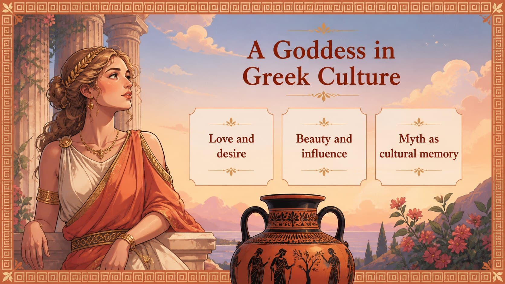 Context slide explaining ancient Greek beliefs for an Aphrodite classroom lesson.