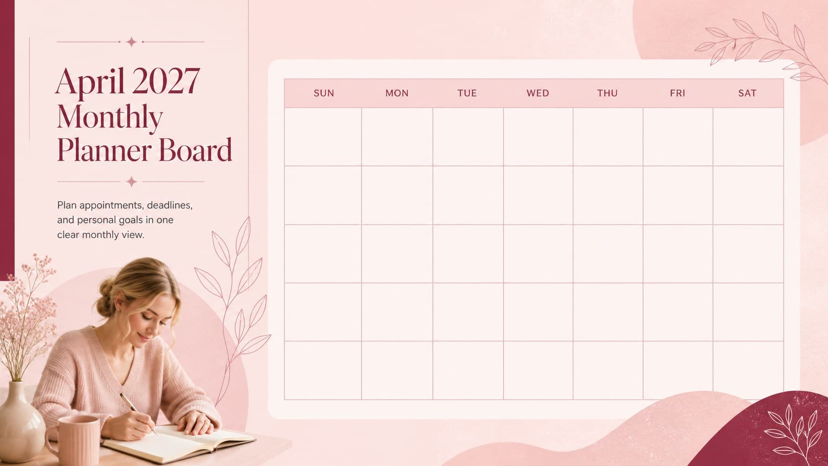 April 2027 Monthly Planner Board preview
