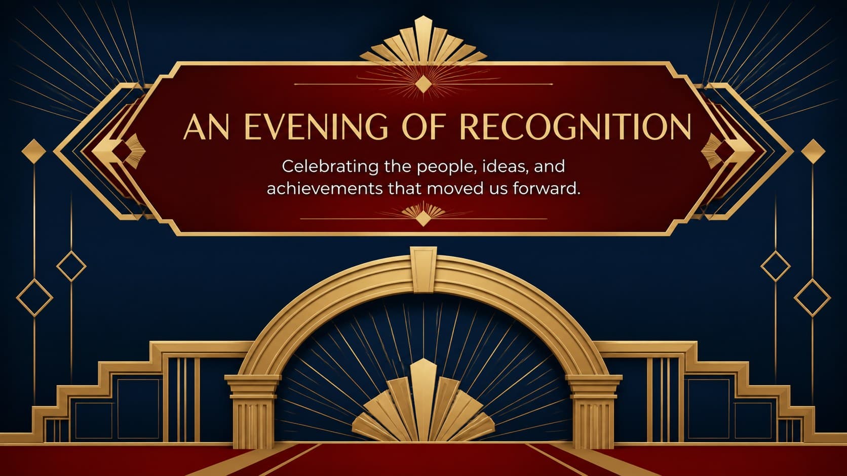 Corporate awards ceremony presentation slide welcoming guests to an evening of recognition.