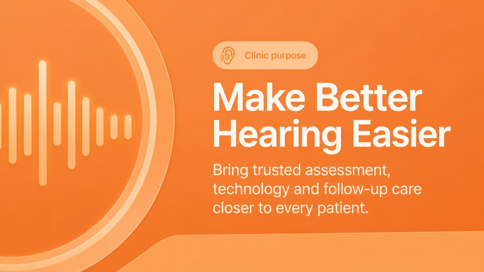 Mission slide explaining the purpose of a modern hearing-care business strategy.