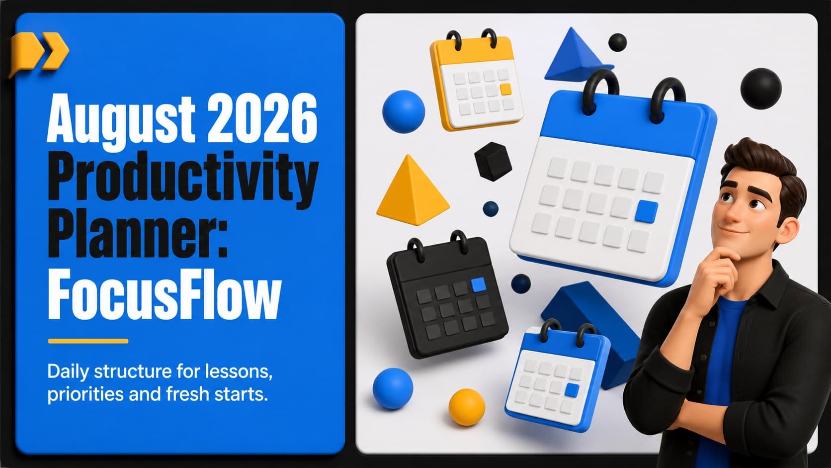 August 2026 Productivity Planner: FocusFlow preview