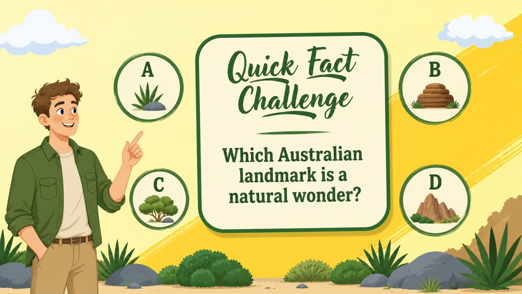 Australia Day classroom activity slide with a student-friendly fact challenge.