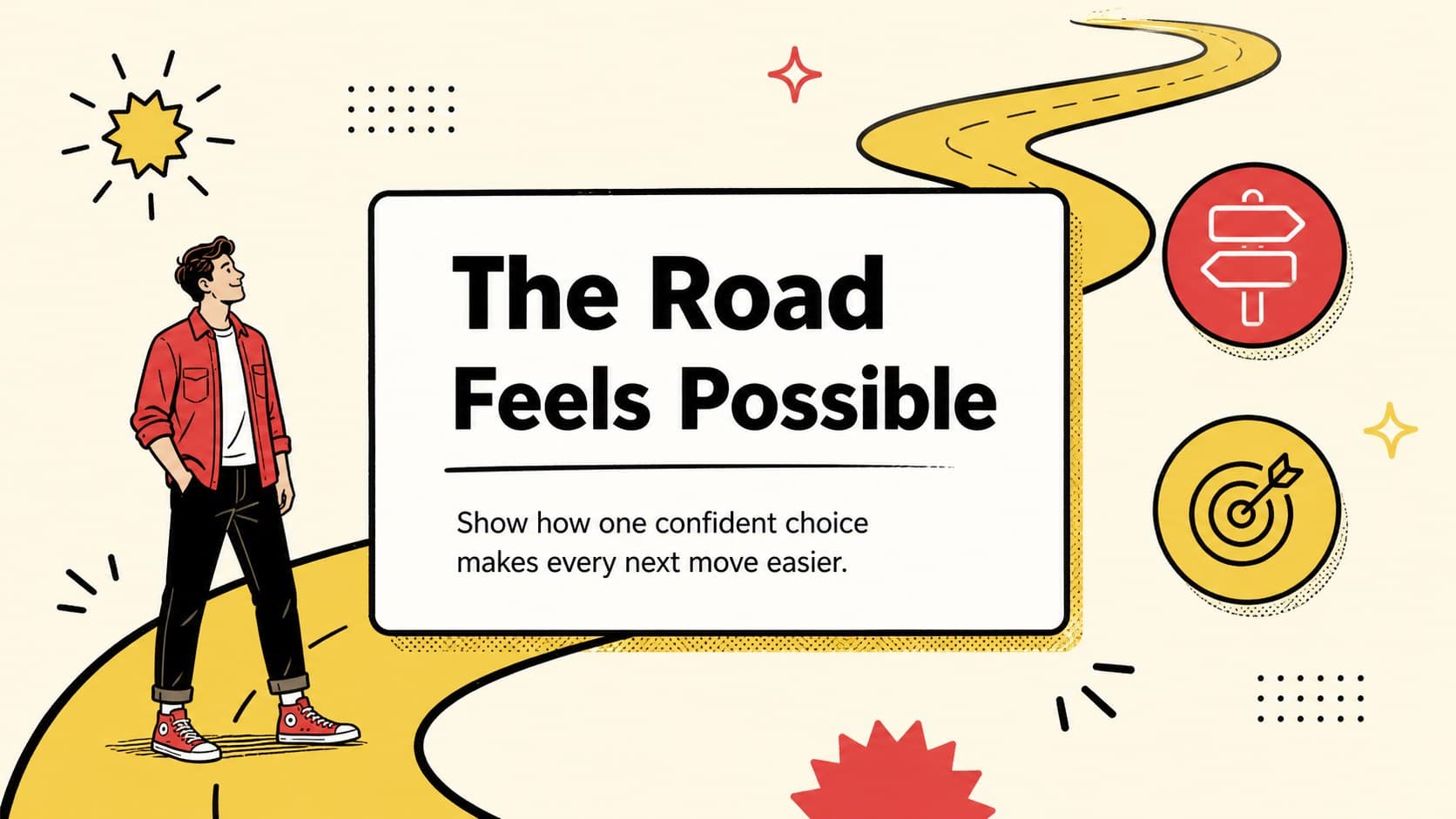 Creative platform slide presenting an illustrated campaign idea for an automotive brand.