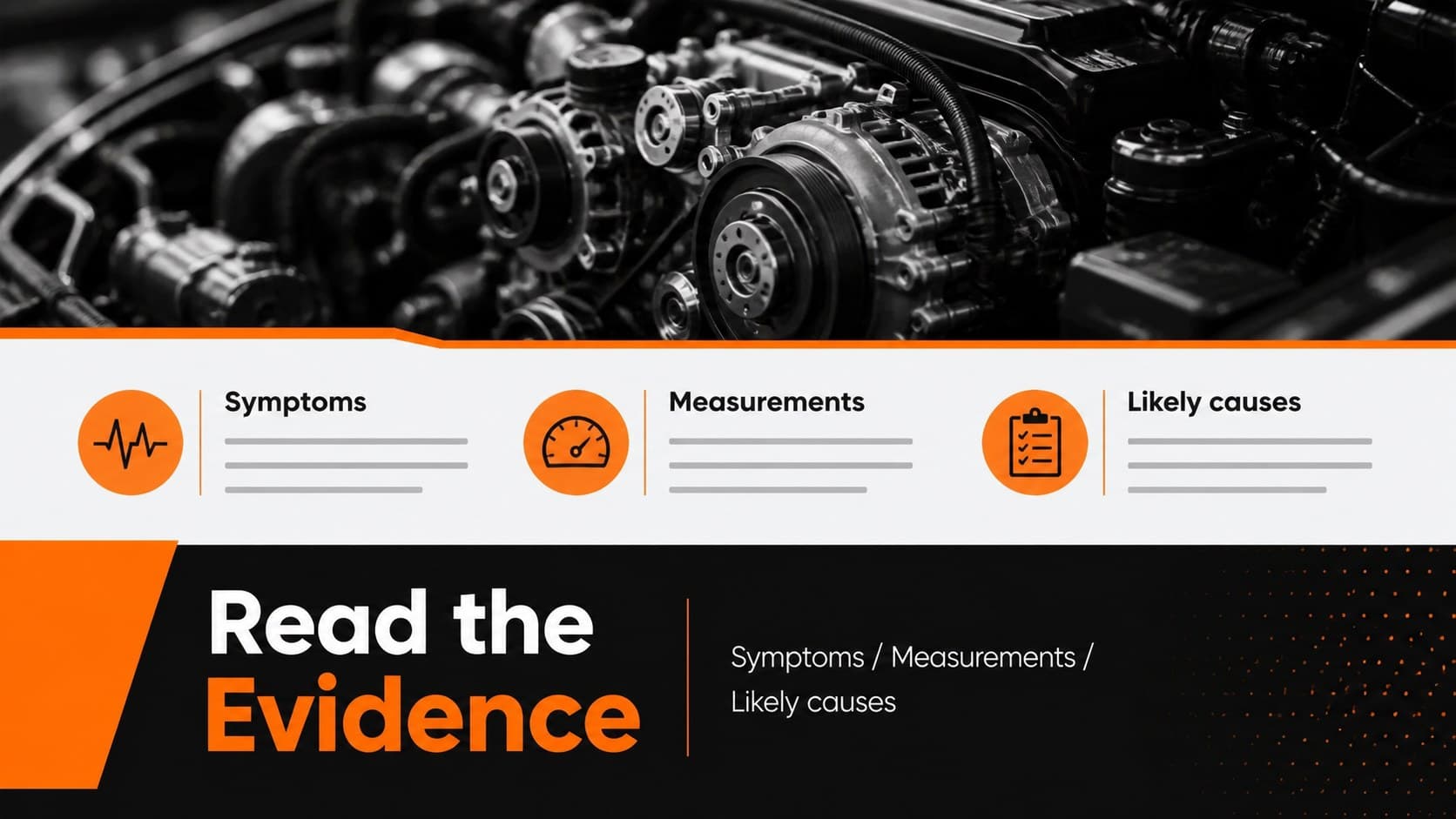 Automotive systems lesson slide explaining a vehicle component through a photo and data callouts.