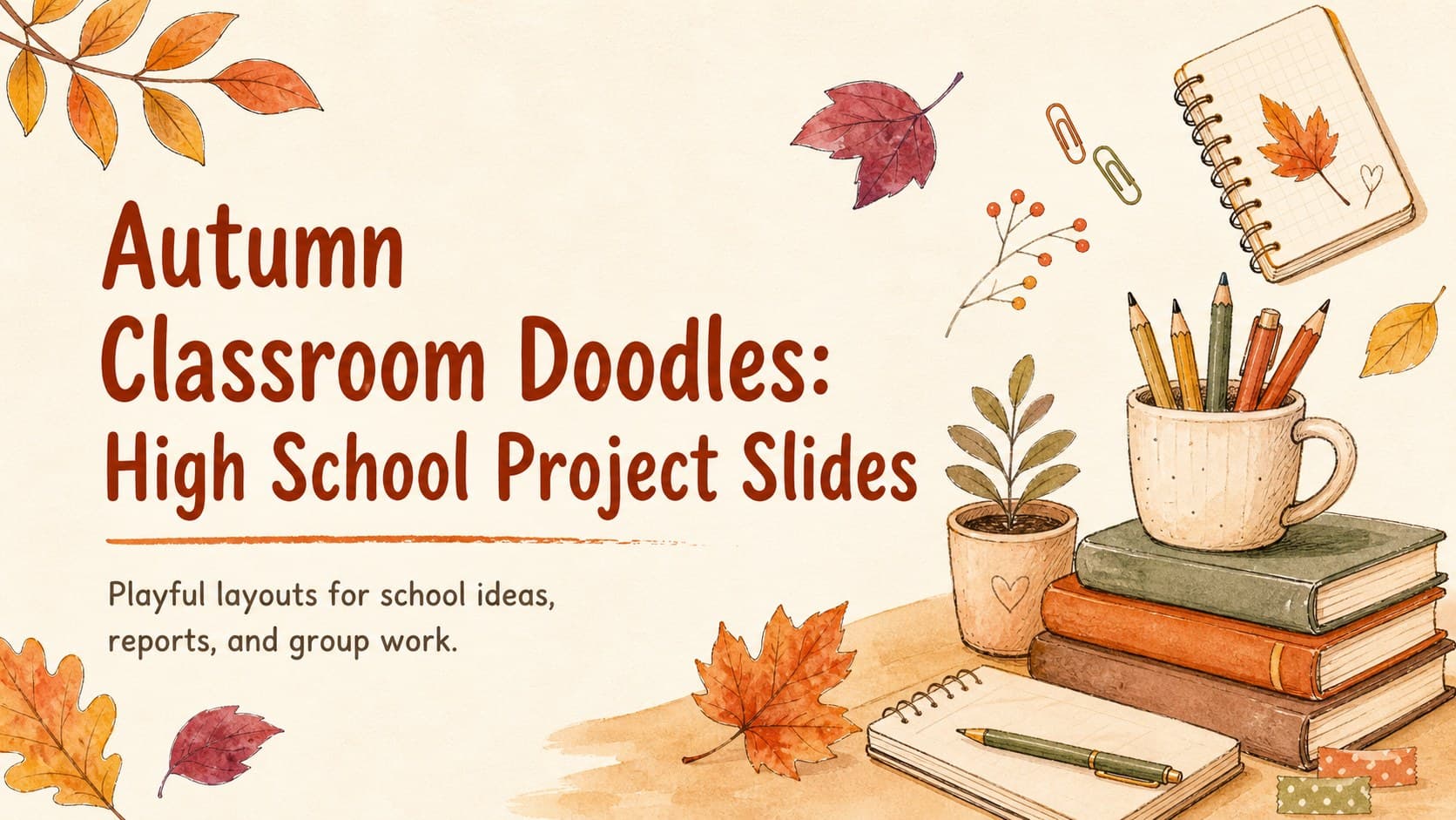 Autumn Classroom Doodles: High School Project Slides preview