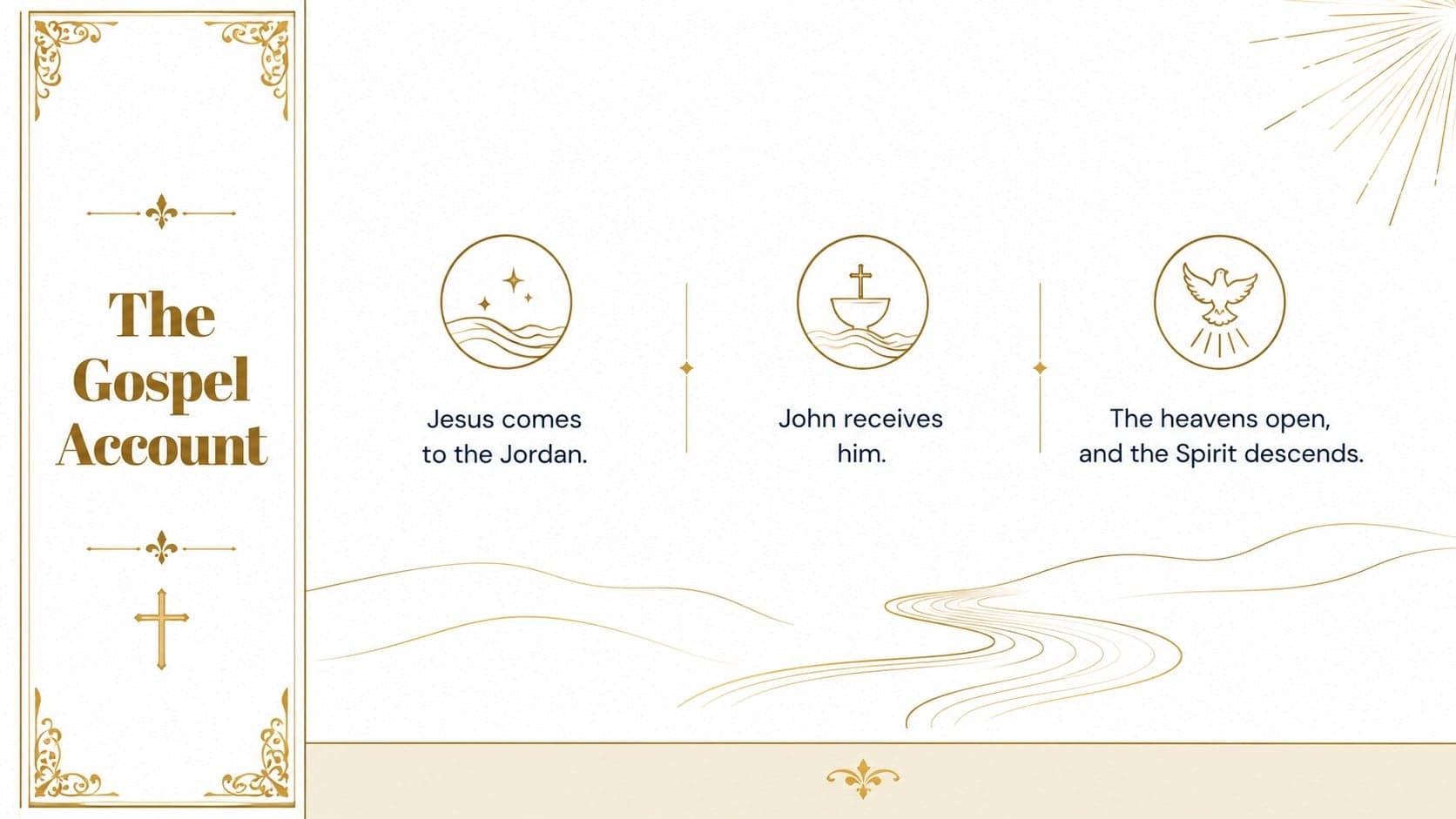 Baptism of Jesus church presentation slide introducing the Gospel account.