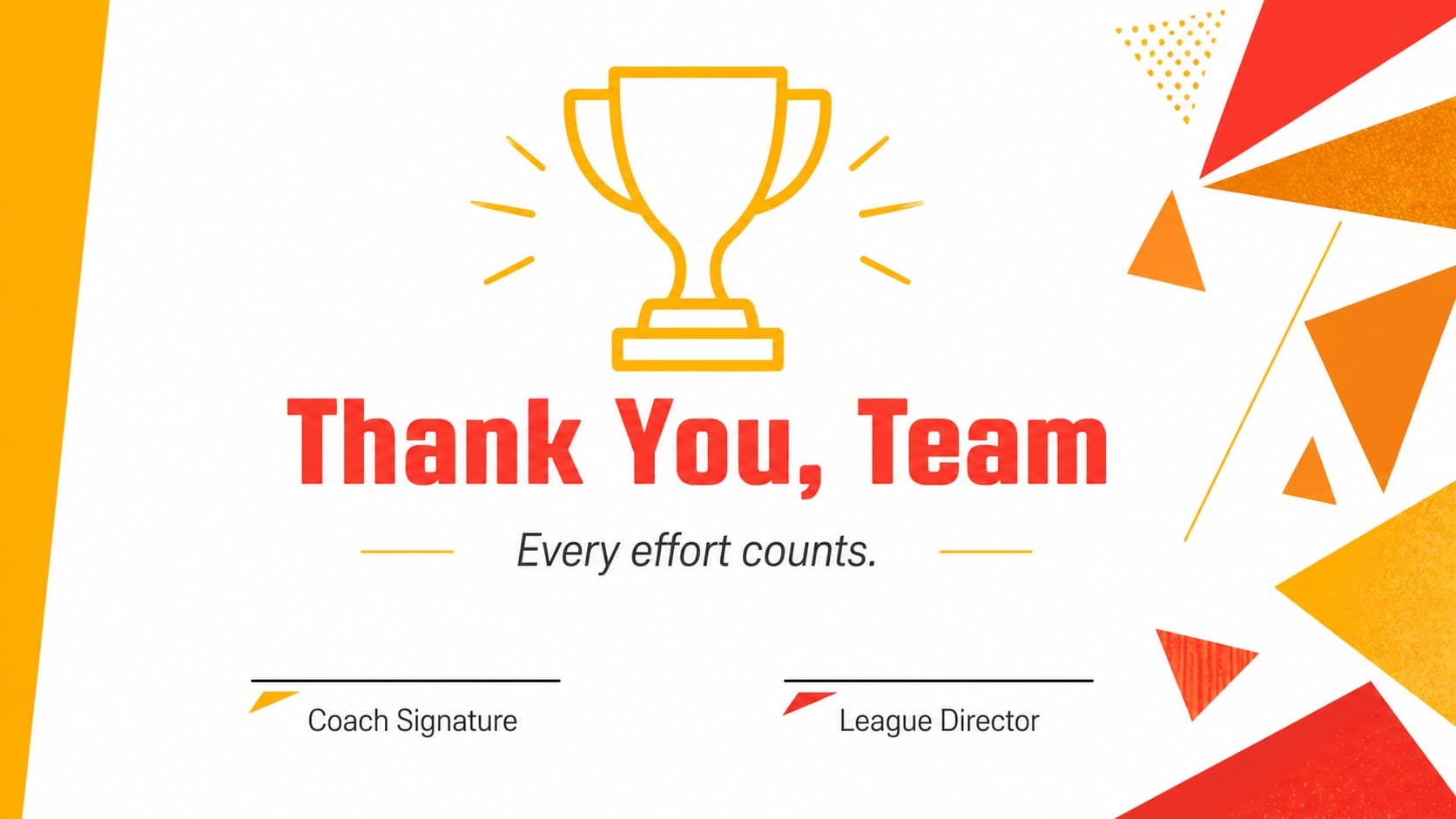 Closing basketball ceremony certificate slide with space for signatures and event details.