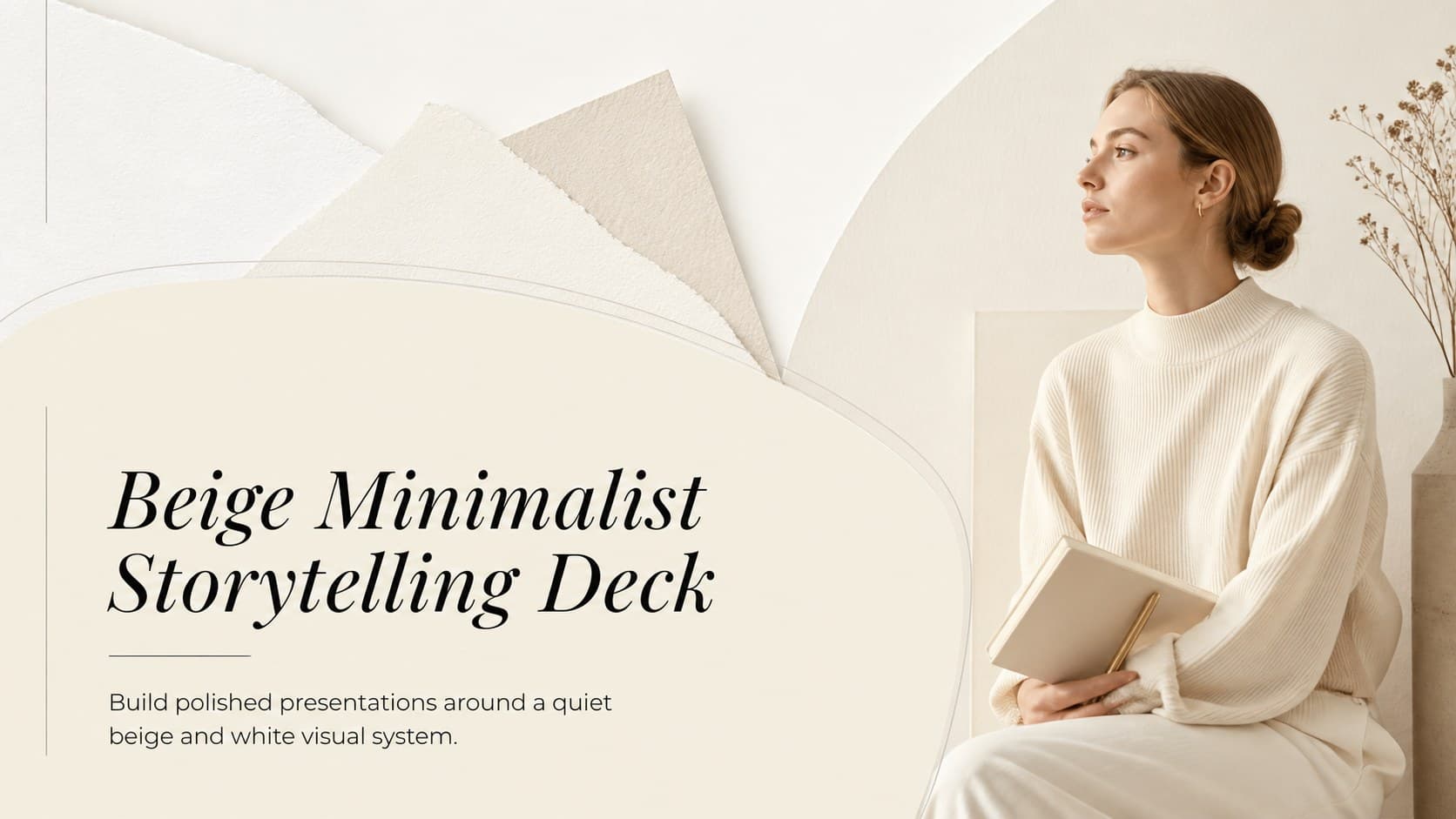 Cover of the Beige Minimalist Storytelling Deck with refined typography and a calm beige editorial composition.