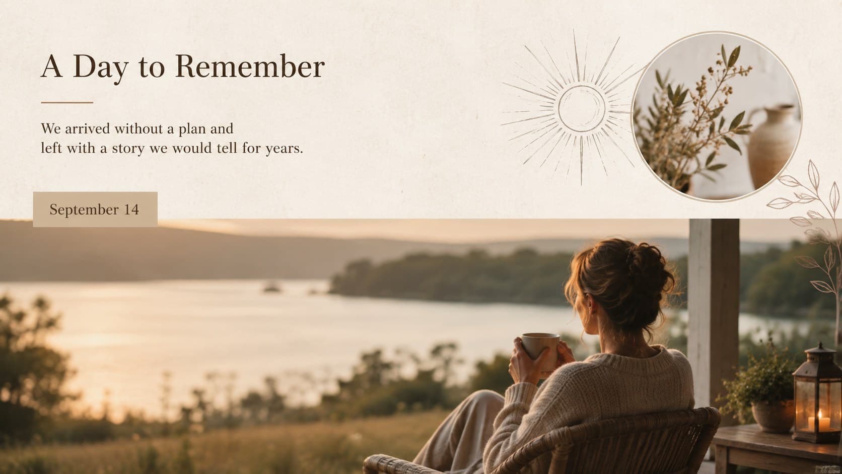 Elegant memory slideshow layout highlighting one meaningful day through photos and a brief reflection.