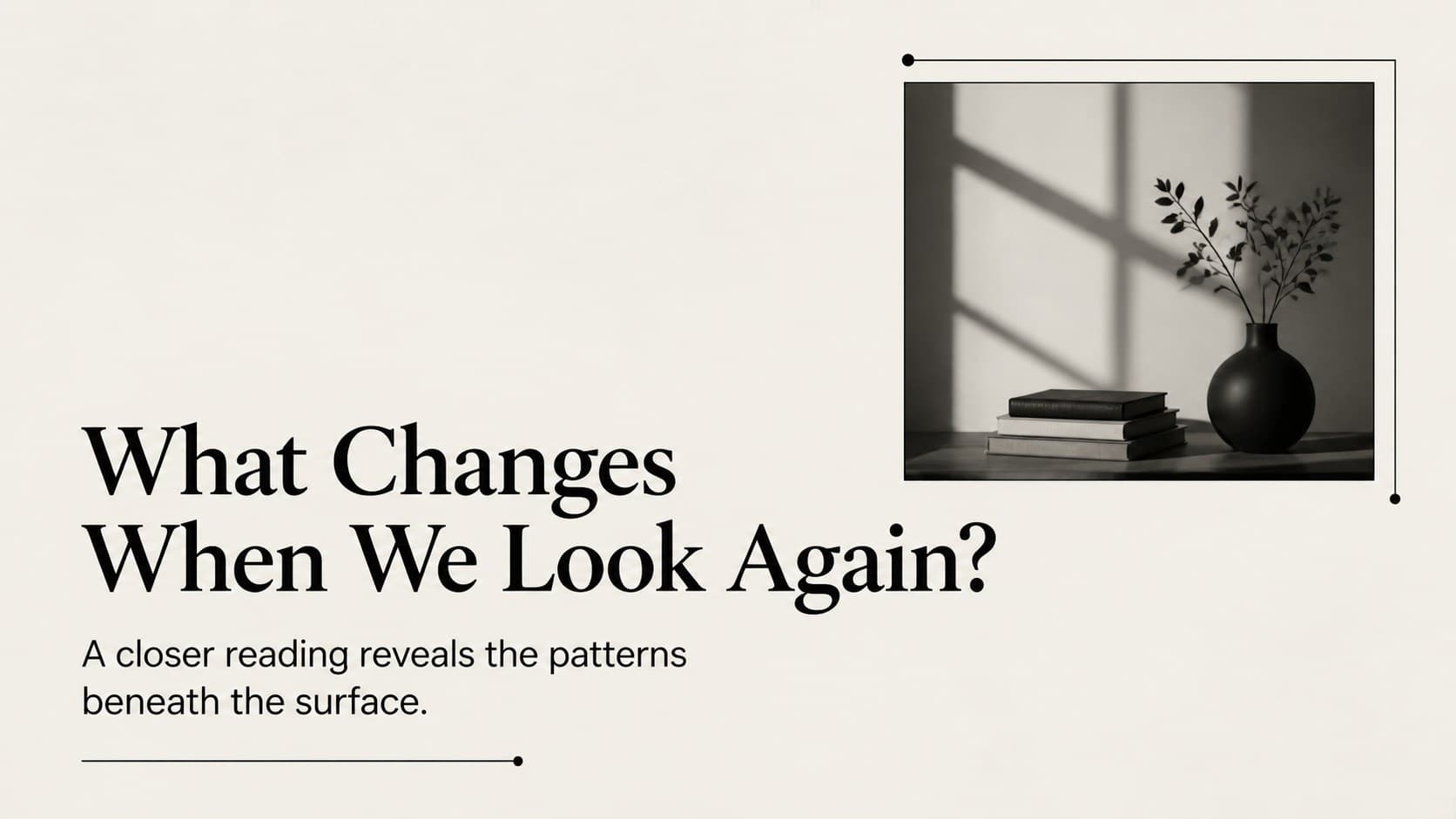Creative research presentation slide with a bold statement and supporting visual reference.