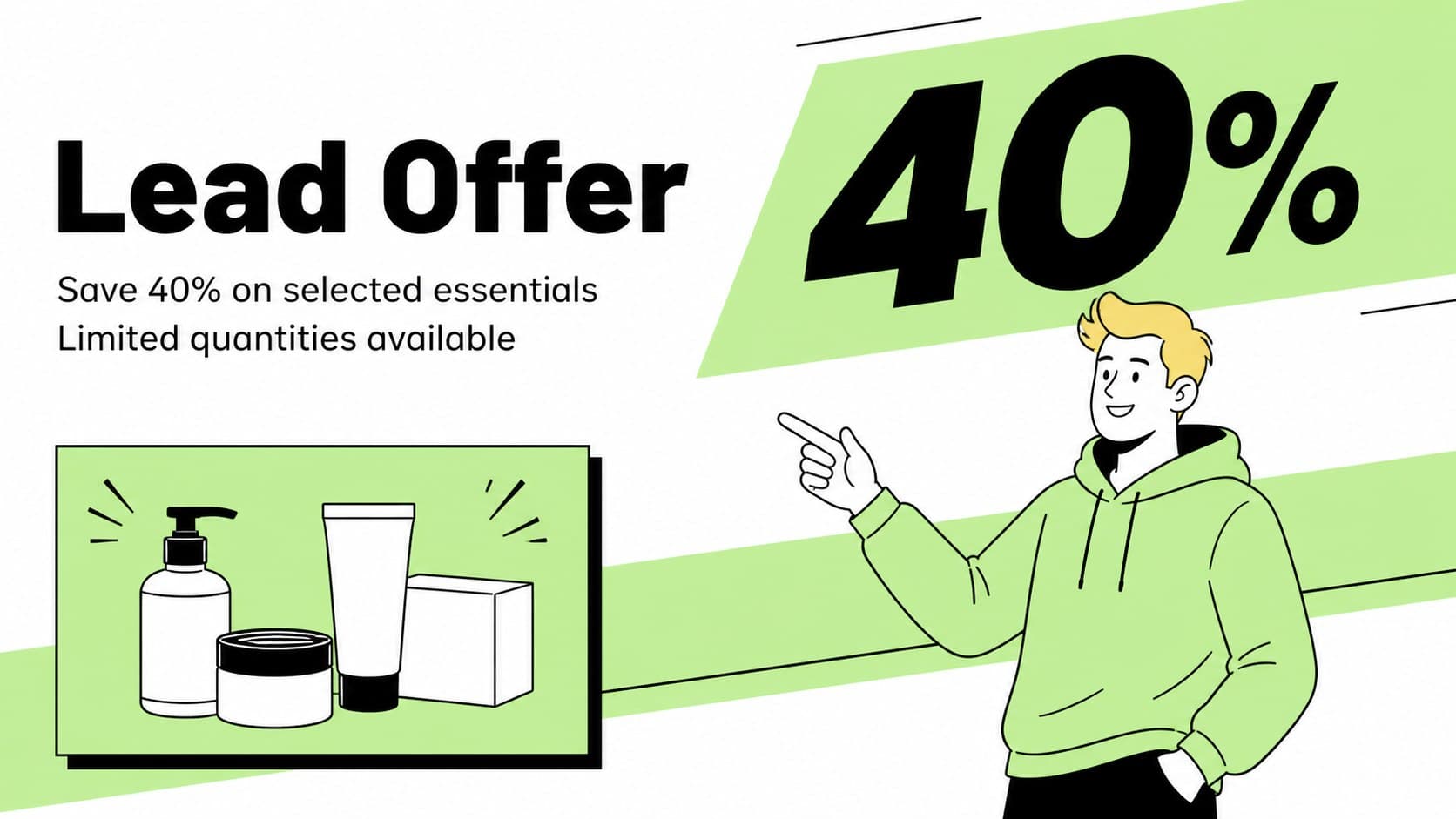Featured offer slide presenting a major Black Friday discount with green price graphics.