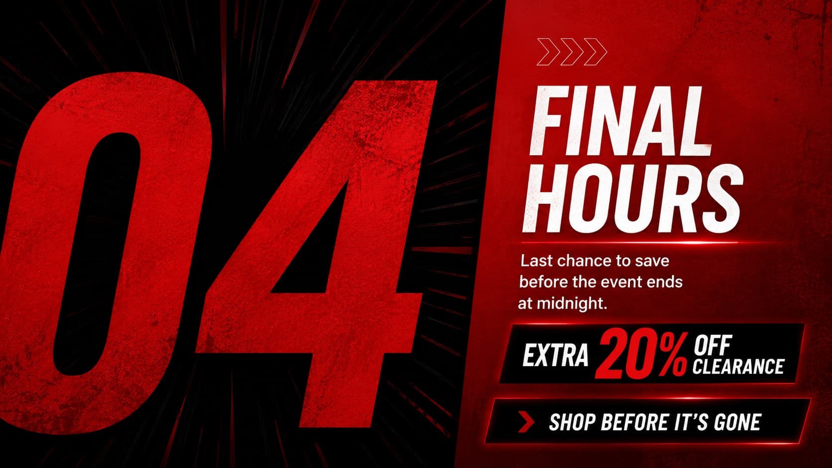 Final-hours Black Friday sale reminder slide with a bold countdown message and red call-to-action panel.