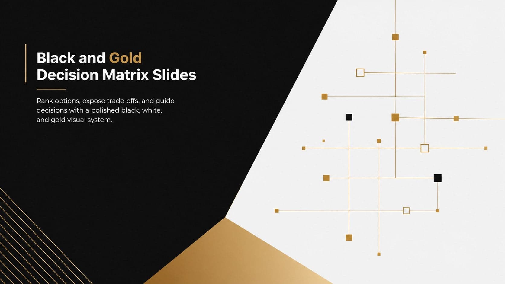 Black and Gold Decision Matrix Slides preview