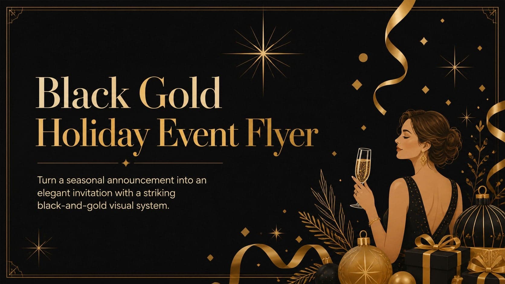 Black Gold Holiday Event Flyer preview