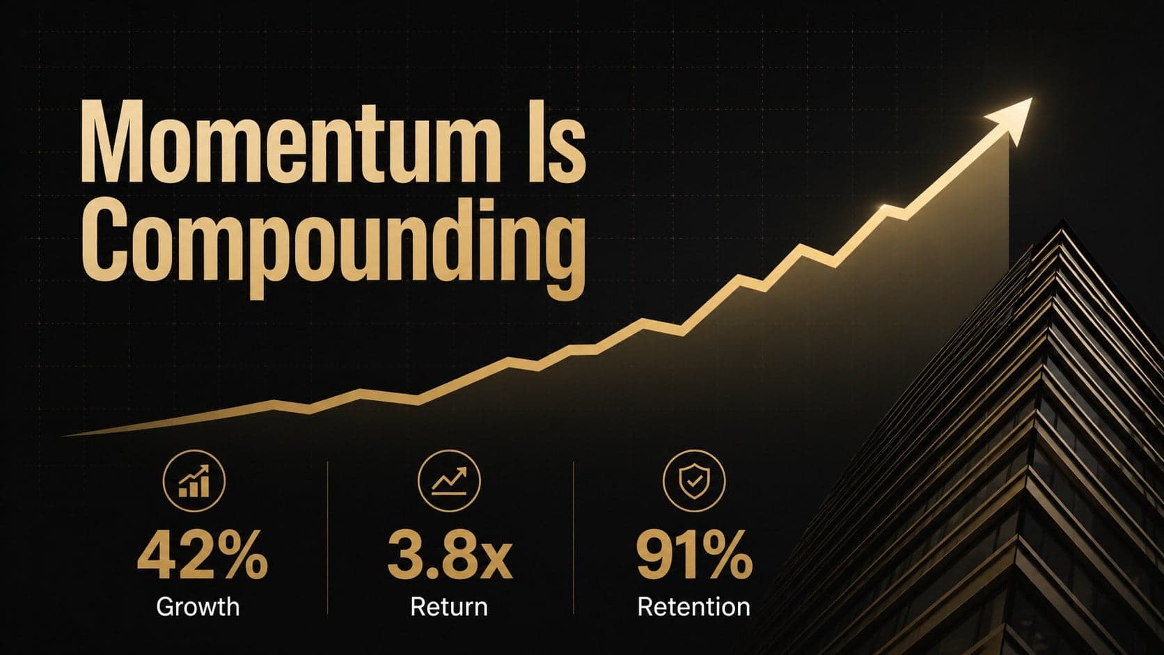 Traction metrics slide displaying growth indicators for an investor meeting presentation.
