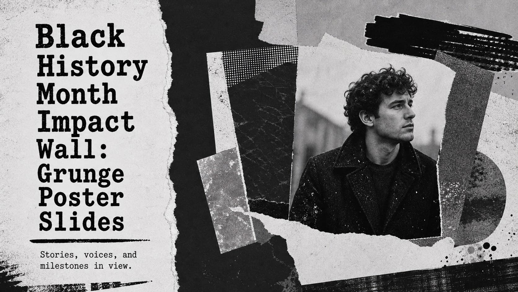 Black History Month Impact Wall: Grunge Poster Slides preview