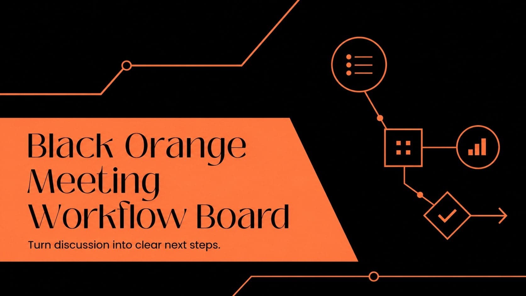 Black Orange Meeting Workflow Board preview