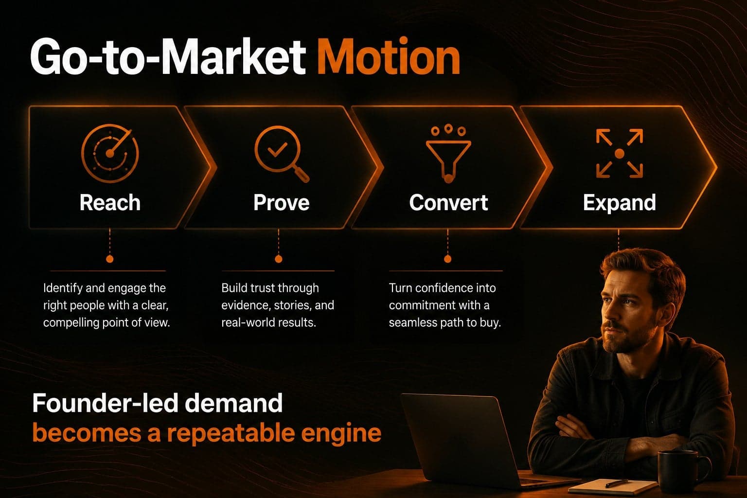 Go-to-market slide mapping launch channels and customer acquisition priorities.