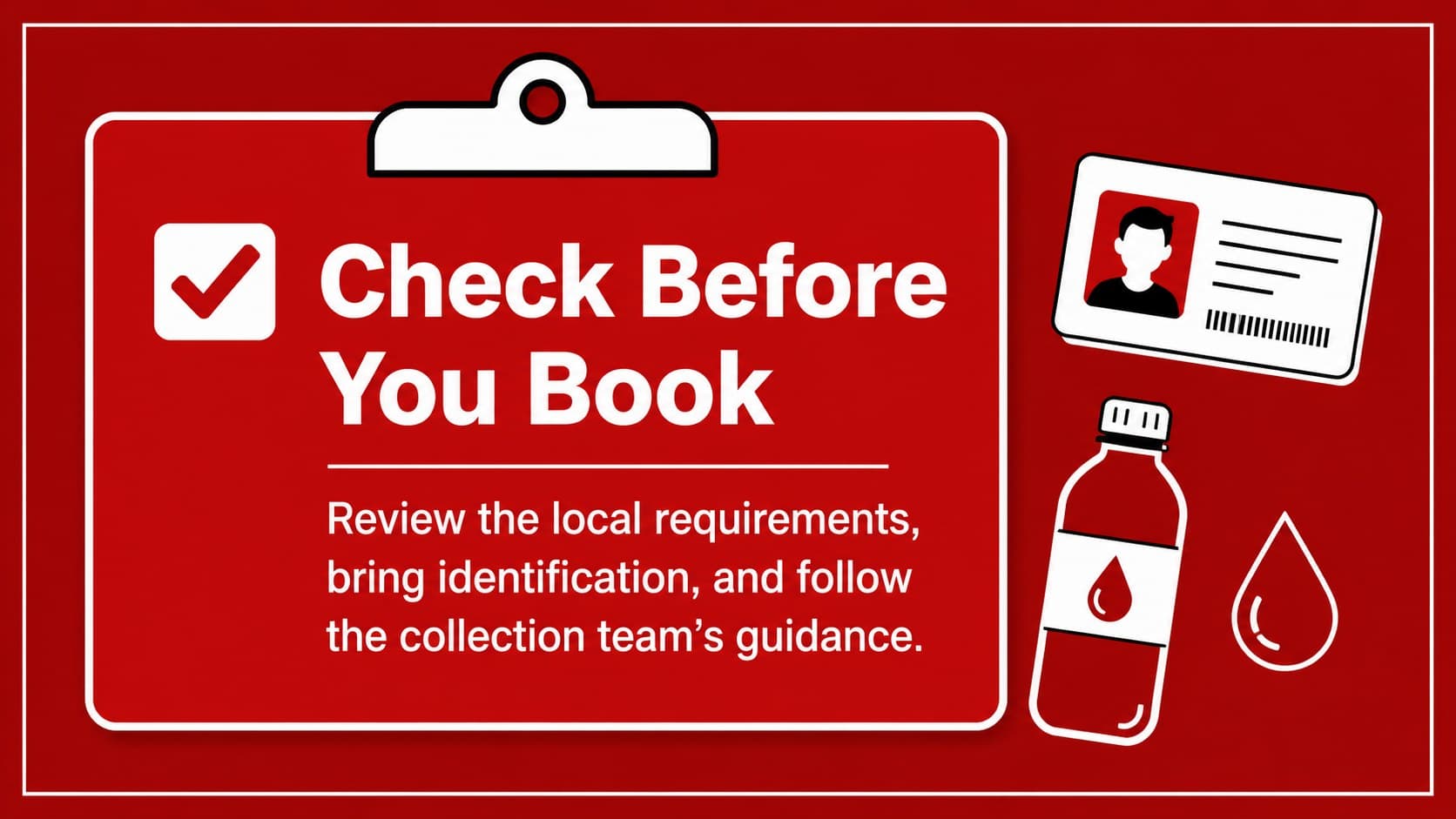 Donor eligibility education slide with a simple checklist for blood drive participants.