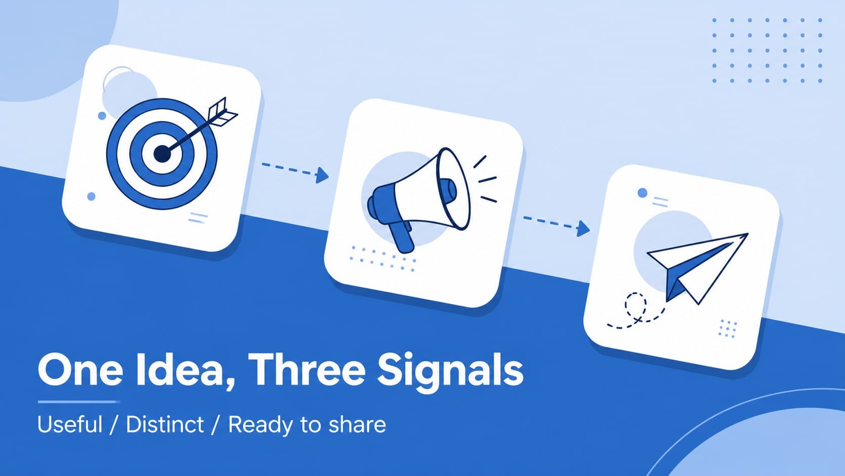 Concept board slide presenting a business idea with blue visual planning elements.