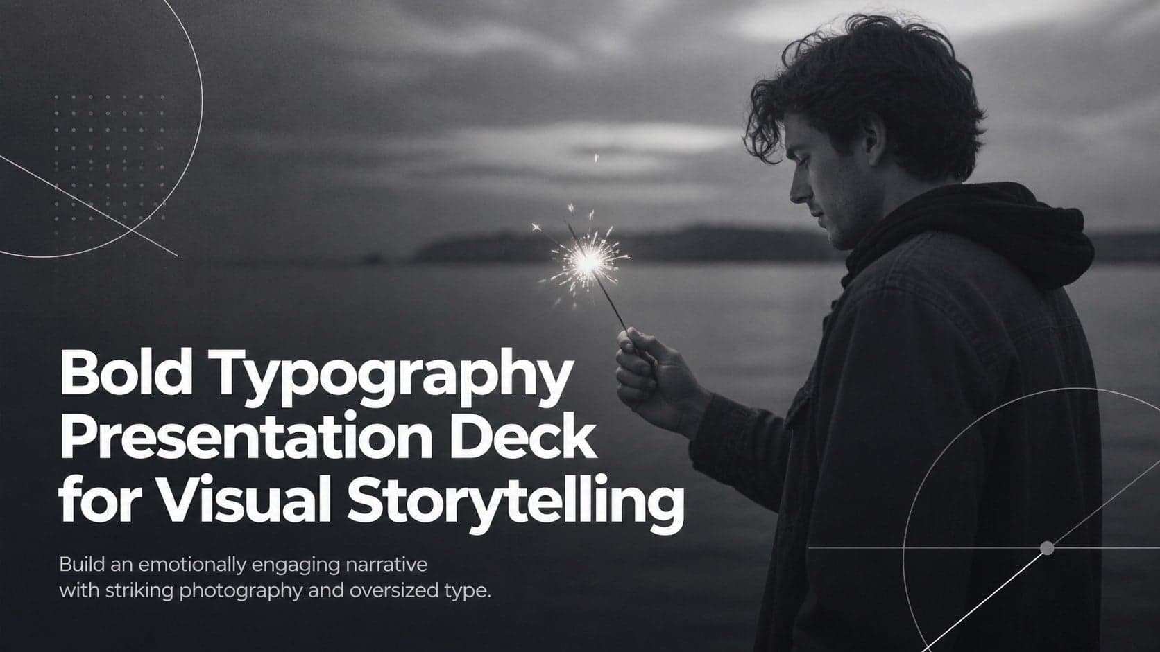 Cover of a bold typography presentation deck featuring editorial photography and a clean gray-and-white design.