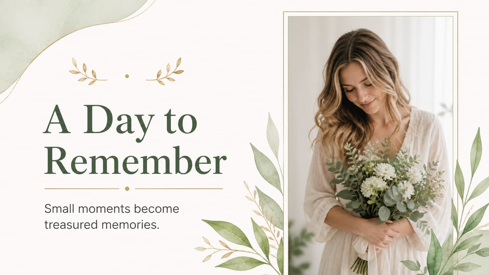 Editable baptism photo presentation slide featuring a large portrait frame and a tender family caption.