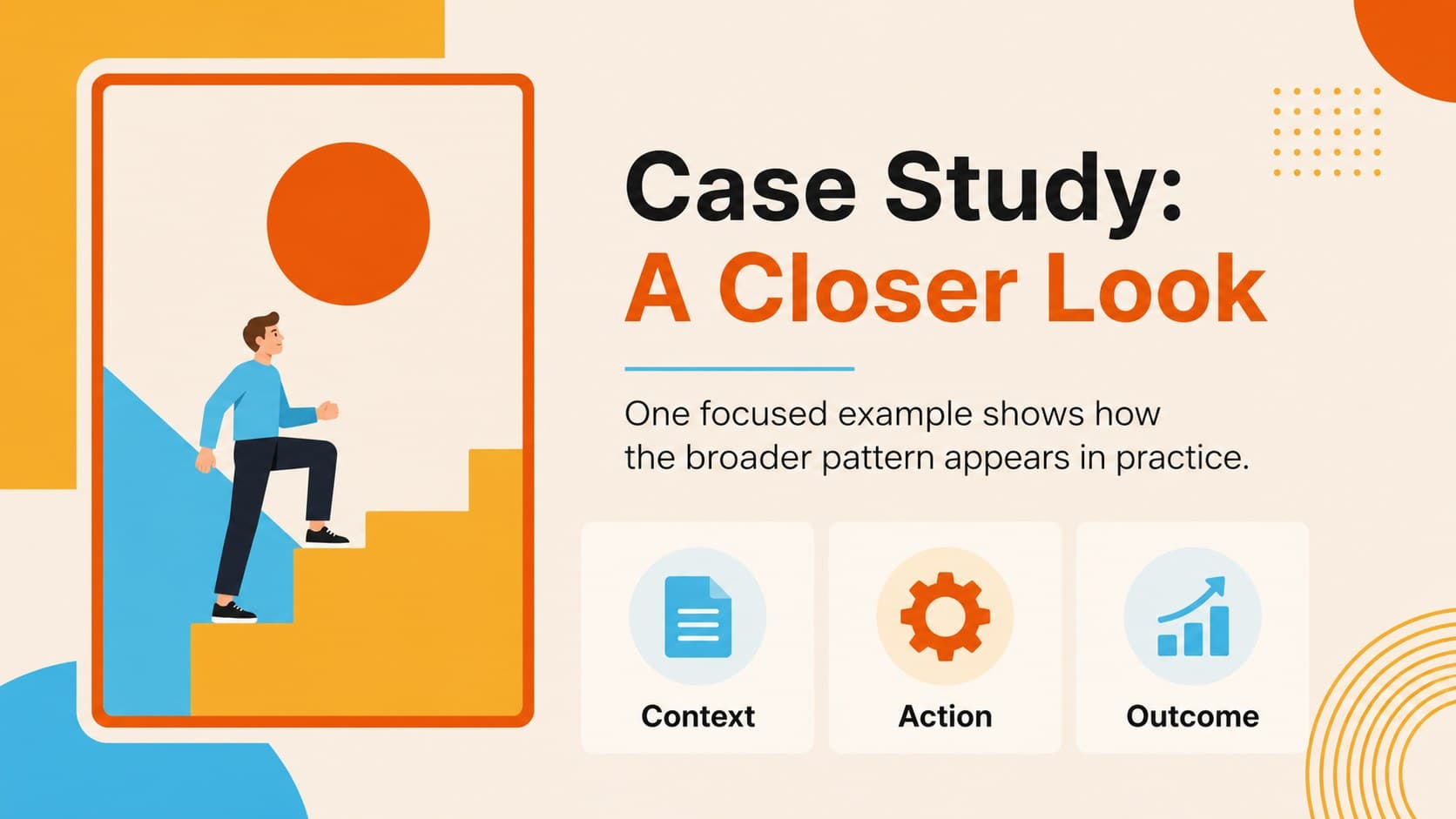 Case study slide presenting a focused research example in a colorful academic deck.