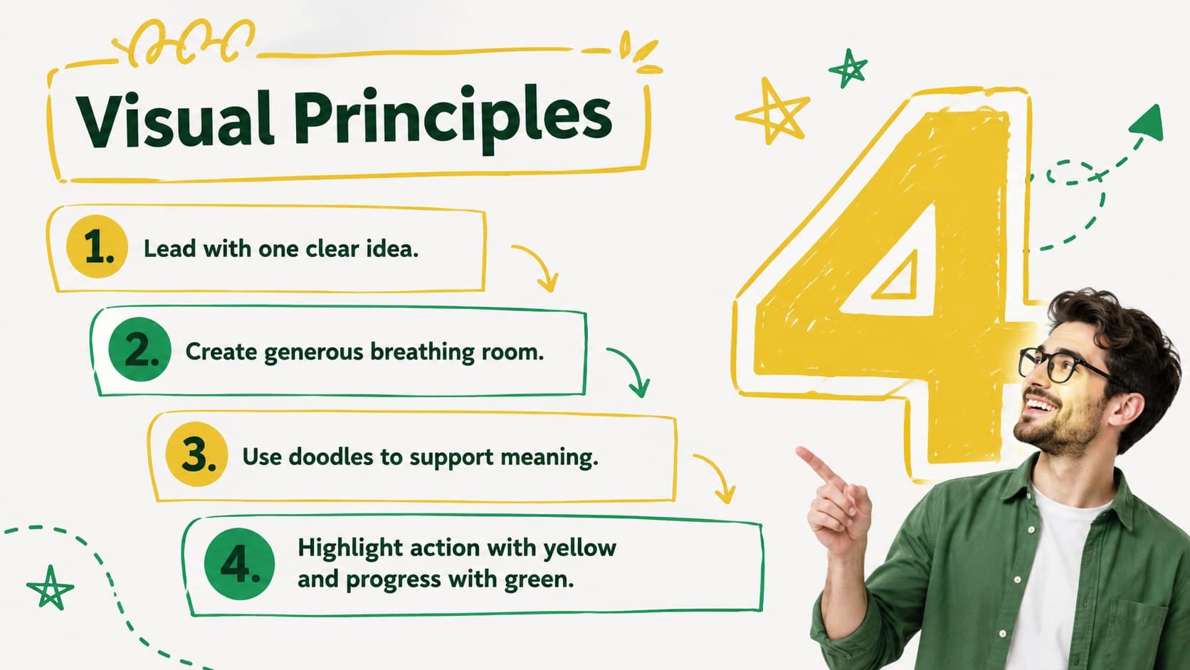 Visual identity principles slide showing simple rules for a recognizable nonprofit brand.