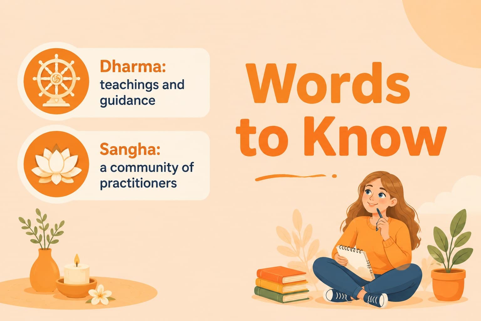 Key vocabulary layout for visual religion lessons for elementary students.