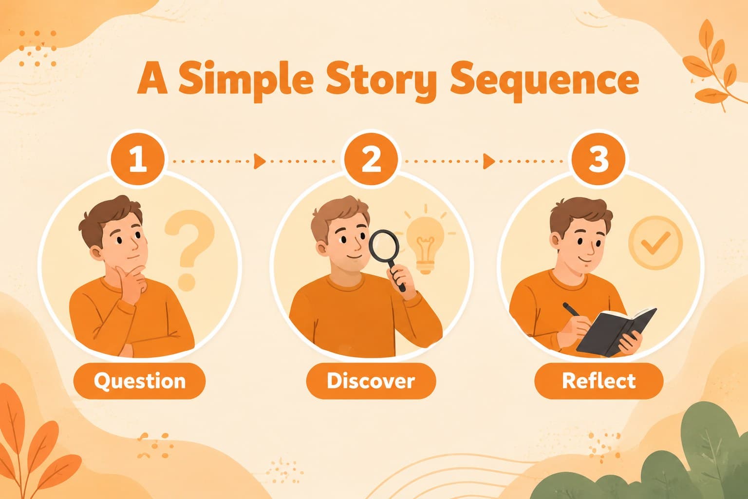 Timeline slide showing a simple sequence for a visual religion lesson.