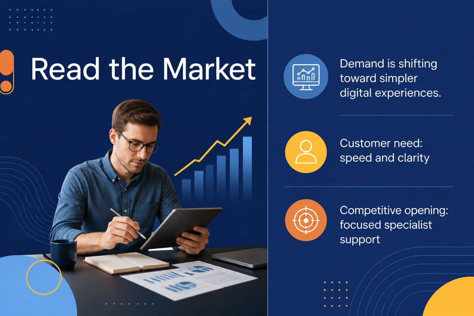 Market context slide with a structured view of customer and competitive factors.