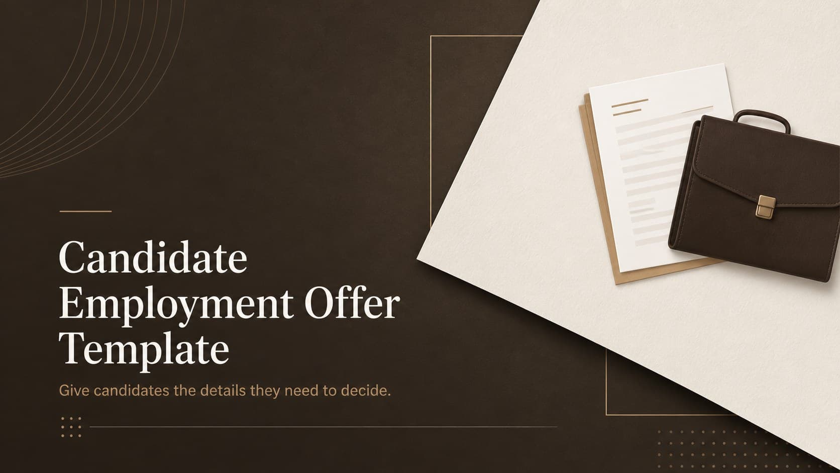 Cover of a brown minimalist candidate employment offer template with a structured title and professional hiring details.