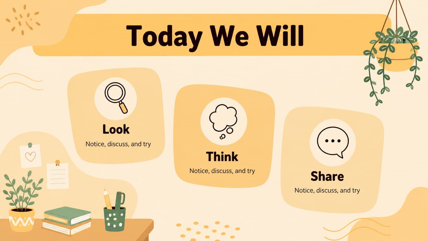 Lesson goals slide showing playful learning objectives in a colorful animal-themed classroom presentation.