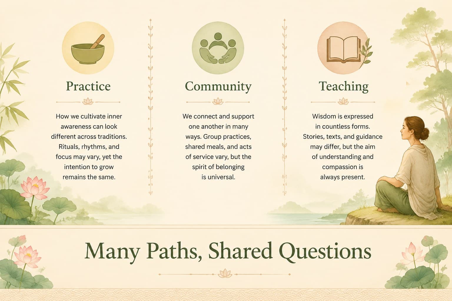 Comparison slide contrasting Buddhist schools and practices in a classroom presentation.