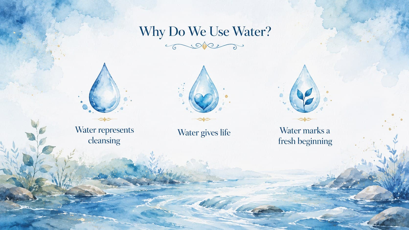Watercolor baptism symbols lesson for kids explaining the meaning of water.
