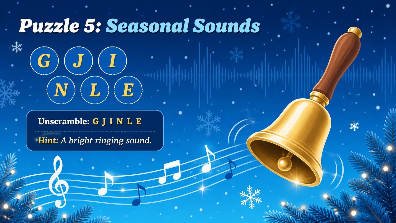 Christmas music anagram slide designed for an office Christmas party quiz presentation.