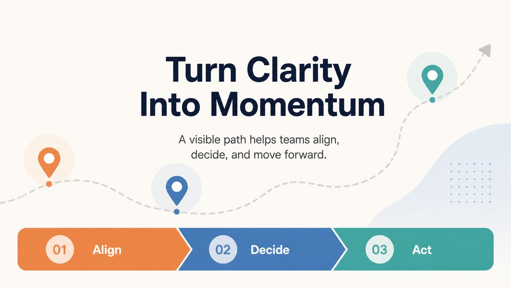 Closing strategy summary slide recapping the selected path, next action, and intended business outcome.