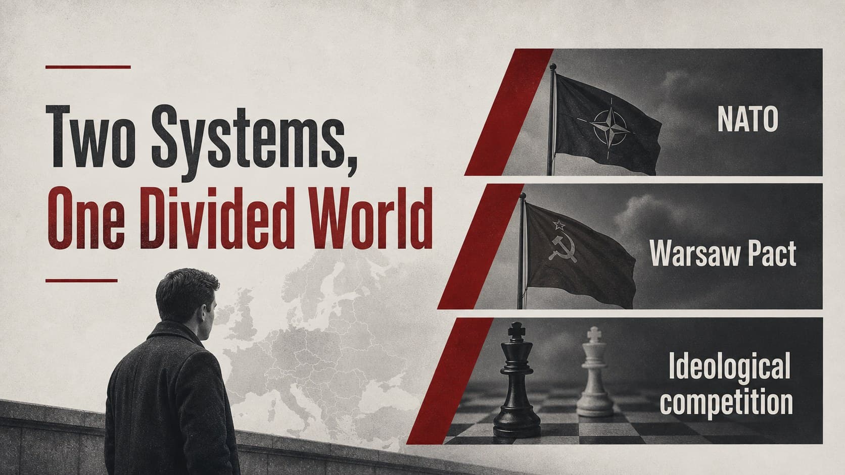 Context slide showing the competing systems and alliances that shaped the Cold War.