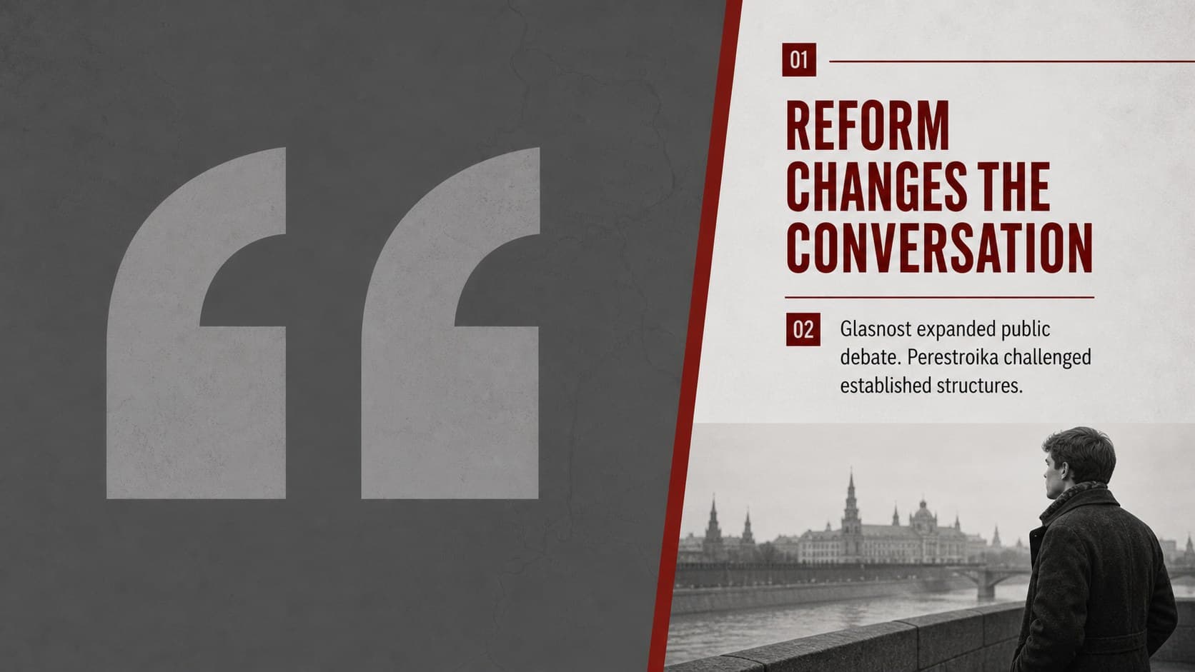 History lesson slide explaining how reform changed the Soviet political landscape.