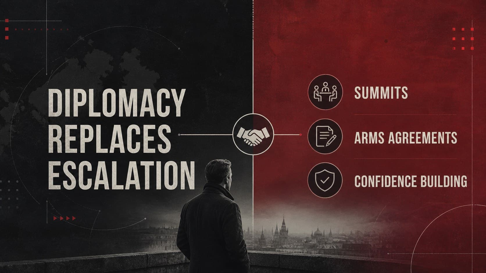 Diplomacy slide outlining negotiations that reduced tension between East and West.