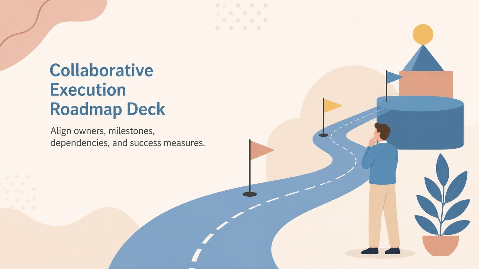 Cover for a Collaborative Execution Roadmap Deck with abstract beige and blue business illustrations.
