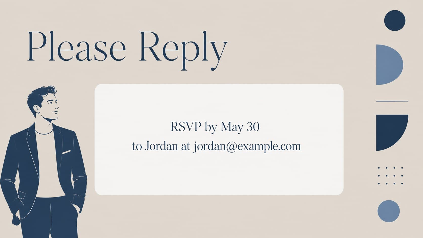 Graduation invitation slide presenting RSVP instructions in a clean blue layout.