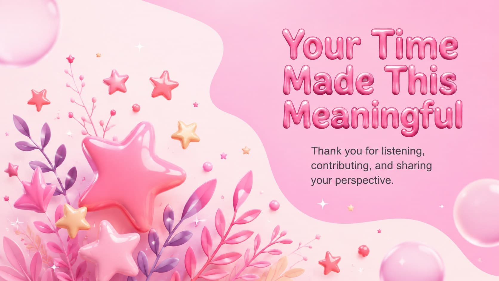 Colorful audience appreciation slide featuring a warm closing message and playful illustrated shapes.